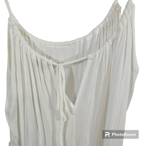 Aiden Y Sleeveless Gauze-like Flowy Crocheted Floral Fringe Crop Top L - Picture 4 of 13